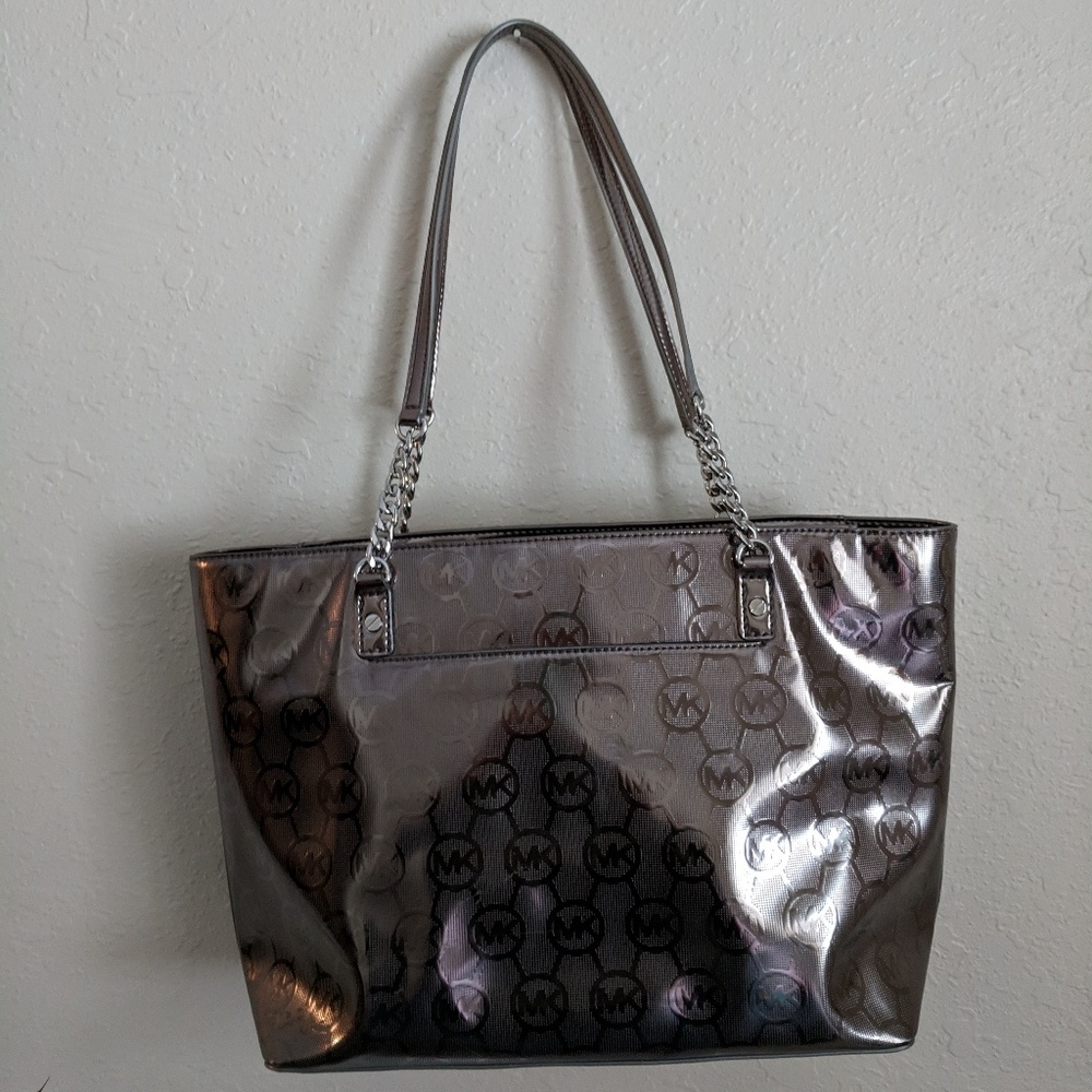 Michael Kors metallic logo print purse